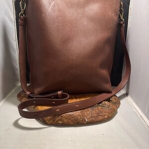 Madewell Brown Leather Crossbody Tote Bag